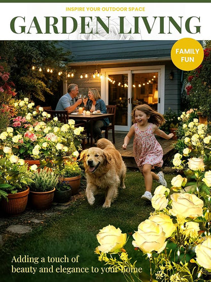 GIGALUMI Solar Lights Outdoor for Garden Decor, 4 Pack Solar Flower Lights Waterproof, 2 Lighting Modes 28 Rose Flowers for Pathway,Yard, Patio Decoration, Gardening Gifts for Women (White)