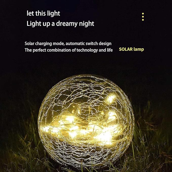 Super Bright Solar Lights, Garden Solar Lights, Cracked Glass Ball Waterproof Warm White Led, Garden Solar Lights Decorative for Lawn Patio Yard Pathway Christmas Garden Decor ( Color : Warm Light , S