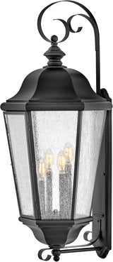 Hinkley Edgewater Outdoor Extra Large Wall Mount Lantern - Clear Seedy Glass, Aluminum - Black Finish | Lumora
