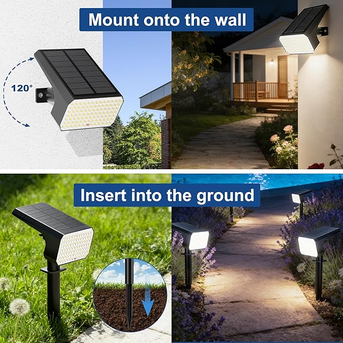 LANSOW 12 Pack Solar Spot Lights Outdoor Waterproof IP67, (90 LED/4 Modes) Solar Landscape Spotlights, 2-in-1 Solar | Lumora