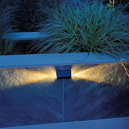 Auraglow Solar Step Lights - Dual-Directional LED Lighting for Outdoor Steps, Stairs, Walls & Pathways, IP54 Weatherproof - Pack of 3 (6 Pack)