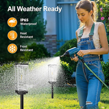 6 Pack Solar Lights Outdoor, Up to 15 Hrs Brighter Solar Pathway Lights, Luxury Taller Solar Outdoor Light Waterproof for Path Garden Yard Landscape Walkway Driveway, Warm White