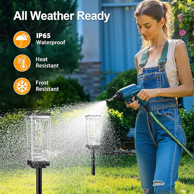 4 Pack Solar Lights Outdoor, Up to 15 Hrs Brighter Solar Pathway Lights, Luxury Taller Solar Outdoor Light Waterproof for Path Garden Yard Landscape Walkway Driveway, Warm White