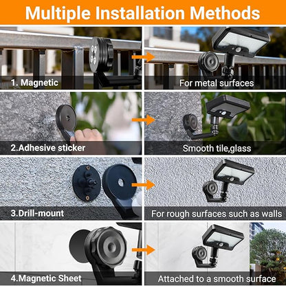 Magnetic Solar Motion Lights Outdoor, Motion Sensor Outdoor Lights with 92 LEDs, 360°Rotatable Adjustable Solar Fence Lights (600 LM,6000 K), Waterproof Security Light for Deck,Gutter,Camping (2 Pack)