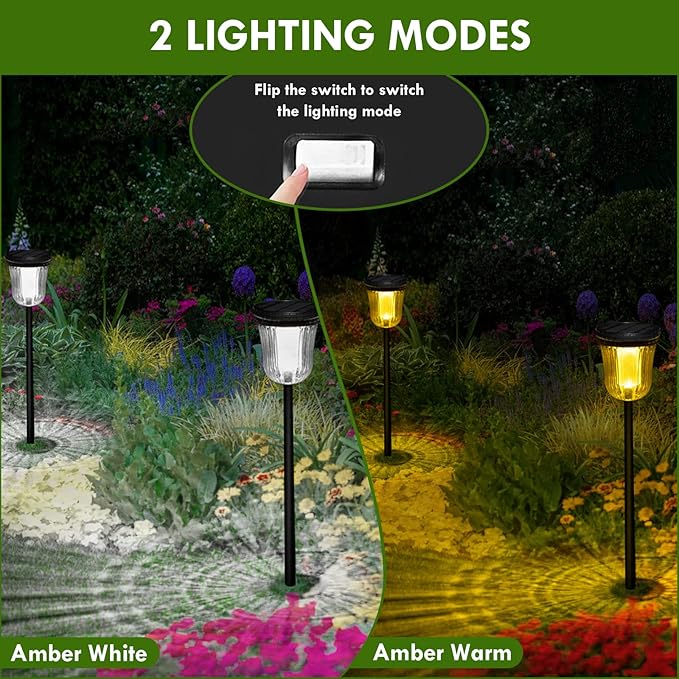 Solar Pathway Lights Super Bright 200 lumens with 2-in-1 Warm White and Daylight Modes, Solar Lights Outdoor | Lumora