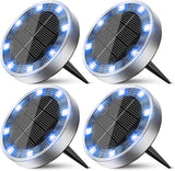Peasur Mini Solar Ground Lights Outdoor, 4 Pack Flat Solar Powered Disc Lights, IP68 Waterproof, Anti-Rust | Lumora