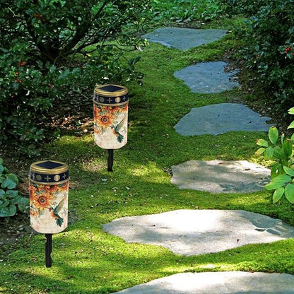 Solar Pathway Lights Outdoor Cemetery Solar Lights for Grave,Waterproof Garden Lights Pretty Solar Stake Lights Flameless Walkway Lights LED Solar Powered Fairy Lights for Outside Patio