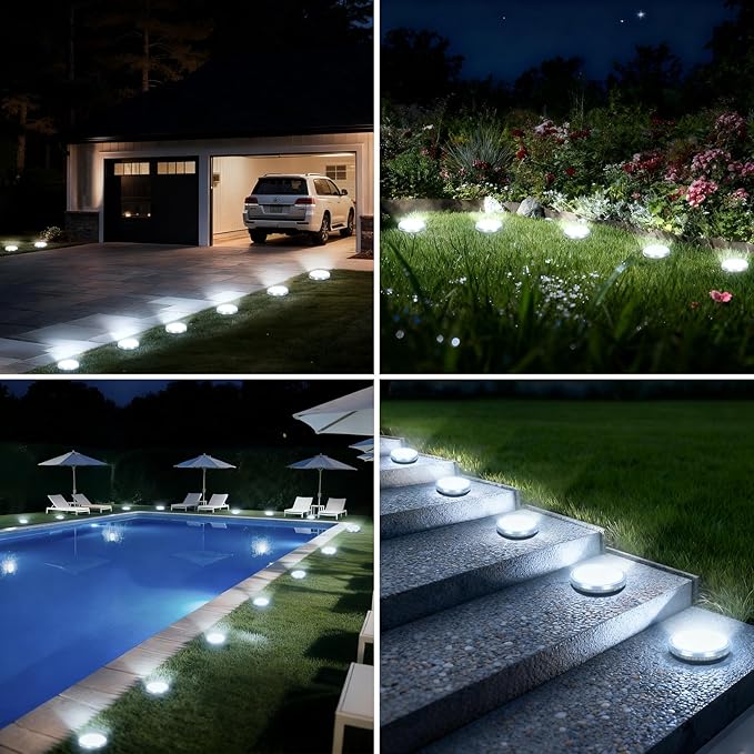ZAIYW 6 Pack Solar Ground Lights Outdoor Waterproof Garden Lights Solar Powered Disc Landscape Lighting for Pathway | Lumora