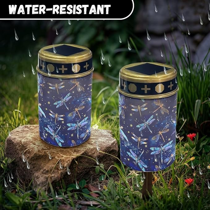 Dragonflies Solar Outdoor Pathway Lights Solar Powered Led Light Waterproof Solar Garden Light Decorative Book Light Outside Solar Ligths for Yard Path Walkway