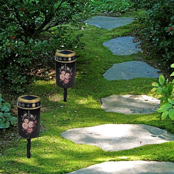 Solar Flameless Lights Outdoor Solar Lights Waterproof Solar Powered Fairy Lights for Outside Solar Cross for Cemetery Landscape Lighting Pathway Lights Lantern Solar Walkway Lights Outdoor