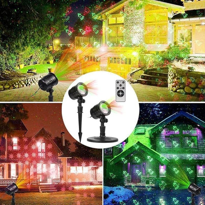 Christmas Laser Lights, Projector Lights Landscape Spotlight Red and Green Star Show with Christmas Decorative Patterns for Indoor Outdoor Garden Patio Wall