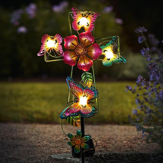 1 Pack Solar Butterfly Stake Lights& 4 Pack Solar Pathway Lights, Gardening Gifts for Women, Solar Garden Decor for | Lumora