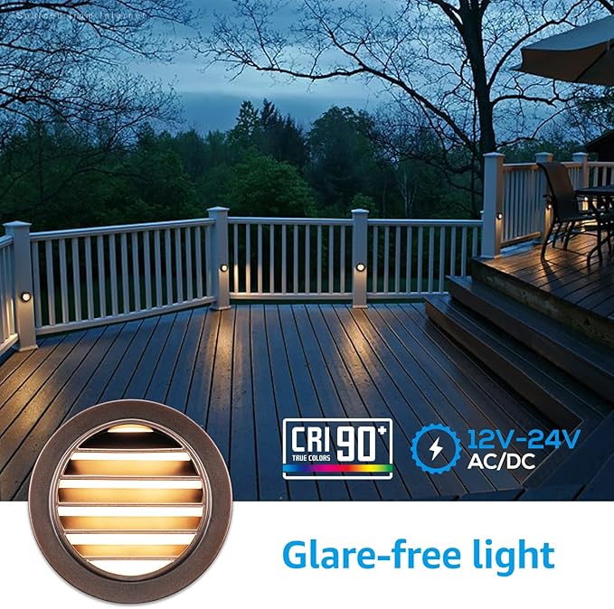 LEONLITE Low Voltage LED Deck Lights, 3W CRI90 12-24V AC/DC Landscape Step Stair Railing - Outdoor Path Light | Lumora