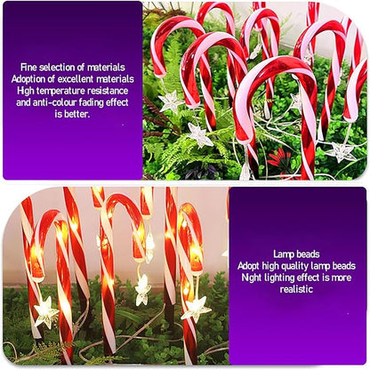 MIOBER Solar Outdoor Snowflake Cane Lights, IP65 Waterproof Solar Pathway Lights, Landscape Lighting Solar Garden Lights for Christmas Outside Yard Pathway Backyard,5 PCS