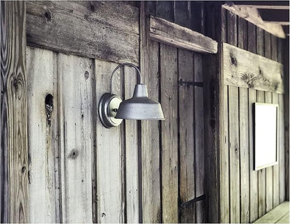 Design House Mason Farmhouse Gooseneck Barn Light, Outdoor Exterior Porch or Patio Wall Light Fixture, Galvanized Gray Paint, 8 Inch Diameter, 1-Pack, 520965