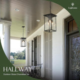 10" Modern 4-Light Exterior Black Square Lantern Pendant Light Fixture with Clear Glass Industrial Hanging Cage | Lumora
