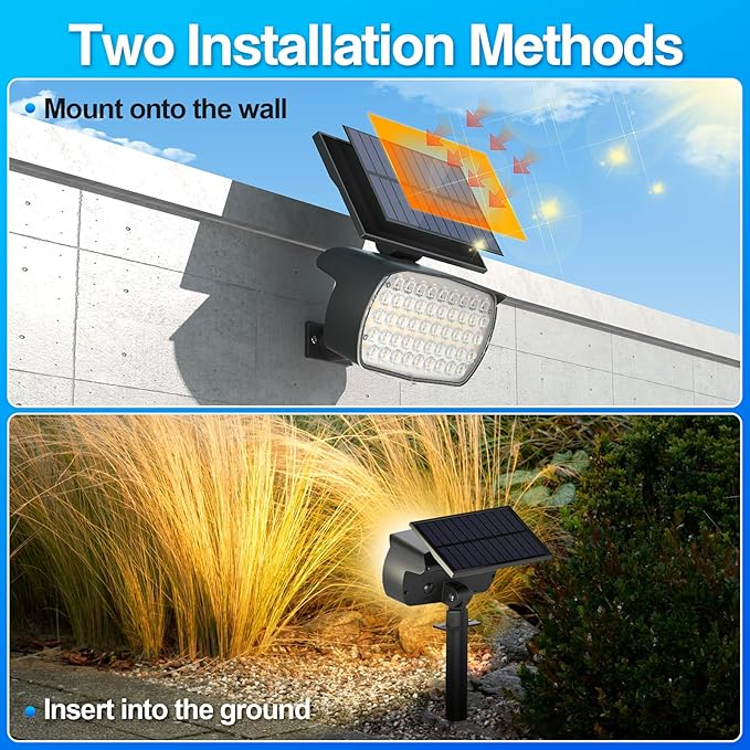 108 LED Solar Spot Lights Outdoor, Solar Lights Outdoor IP65 Waterproof, 3 Modes Solar Landscape Spotlights, Large | Lumora