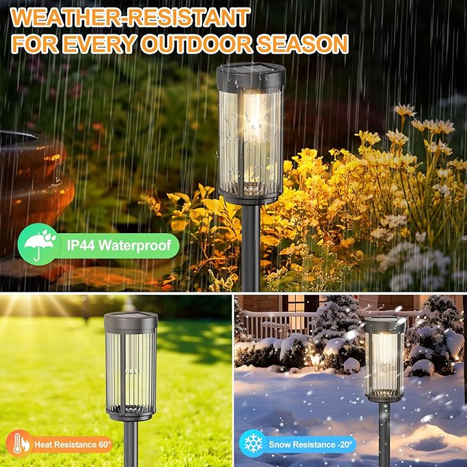EXCMARK 12 Pack Outdoor Solar Lights Waterproof for Yard Garden Walkway Pathway Lawn Decorative Contemporary | Lumora