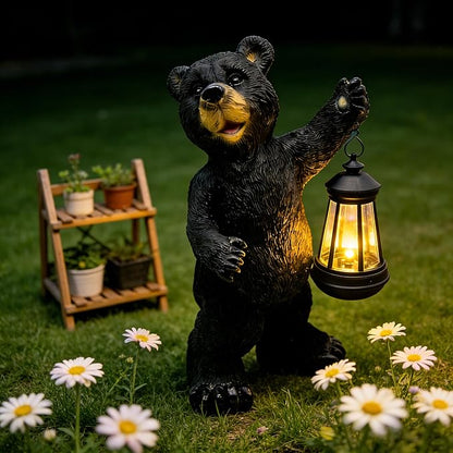 Solar Lantern Garden Statues Decor, 14" Large Outdoor Bear Figurine Lights for Yard Patio Decoration - Unique Christmas Housewarming Gift for Grandma Wowen Mom