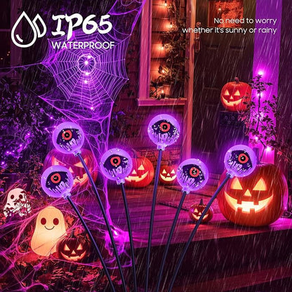 Halloween Decorations Outdoor Solar Eyeball Lights Purple: 6 Pack 36 Led Scary Halloween Lights Decoration, Waterproof Solar Yard Light Swaying Outside Decor for Pathway, Law, Party Gifts