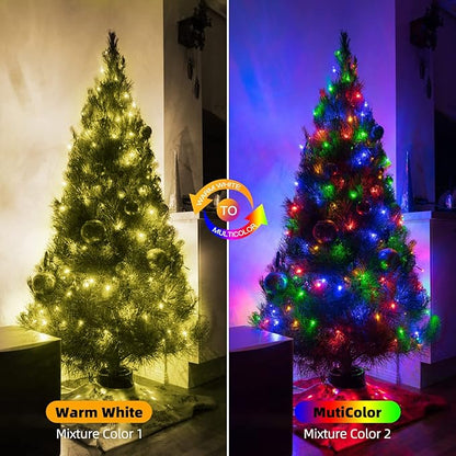 Chuya Christmas String Lights 500 Led Light Color Changing Warm White & Muticolor 11 Modes UL588 for Christmas Tree Lights Decoration Outdoor (Pack of 2)