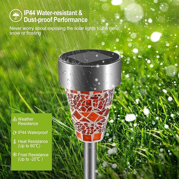 Moclever 6Packs Solar Garden Lights Outdoor Solar Pathway Lights IP44 Water-Resistant Landscape Lights 8Hrs Lawn Lamps for Yard Driveway Walkway