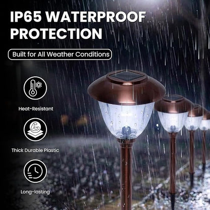 Energizer Driveway Solar Lights - 8 Pack 15 Lumen Outdoor Lights Solar Powered & Waterproof with Patterned Glass & Metal Finish, Easy to Install Weather Resistant Pathway Lights for Decor - Copper