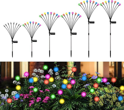 Swaying Solar Lights for Outside, 8 Mode RGB Color Changing Firefly Outdoor Waterproof, Swaying Solar Garden Lights Stakes for Christmas Holiday Yard Patio Garden Decor 6 Pack(Multicolor)