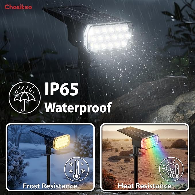 Solar Lights Outdoor Waterproof, LED Solar Spot Lights Outdoor, 7 Color Changing Solar Spotlights, Multicolor RGB | Lumora