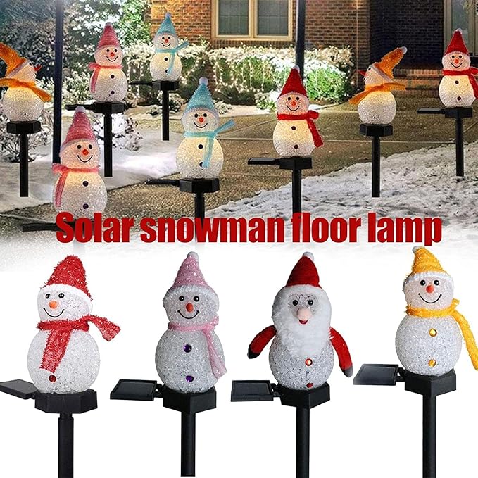 Solar Garden Lights Snowman Solar Christmas Light,Waterproof Snowman Shape Outdoor Solar Garden Stake Light,Decorative Solar Pathway Light LED Snowman Light for Patio Yard (Color : Pink)