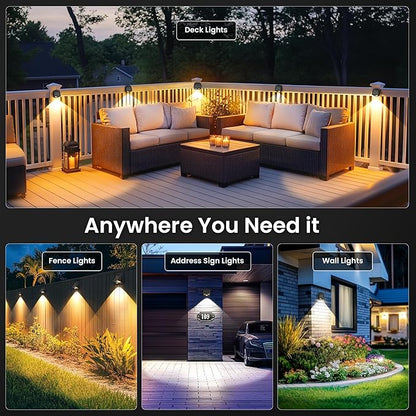 SOLPEX Solar Lights Outdoor Waterproof IP65, Solar Stair Lights Outdoor for Fence, Deck, Step, Dual Color LED 3 Lighting Modes House Wall Light for Porch, Backyard, Fence, Garden Decor-6 Pack