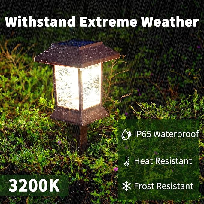 6Pack Solar Pathway Lights Outdoor Waterproof IP65, Solar Lights Outdoor with Hook, Upgraded 1000mAH Battery, Up to | Lumora