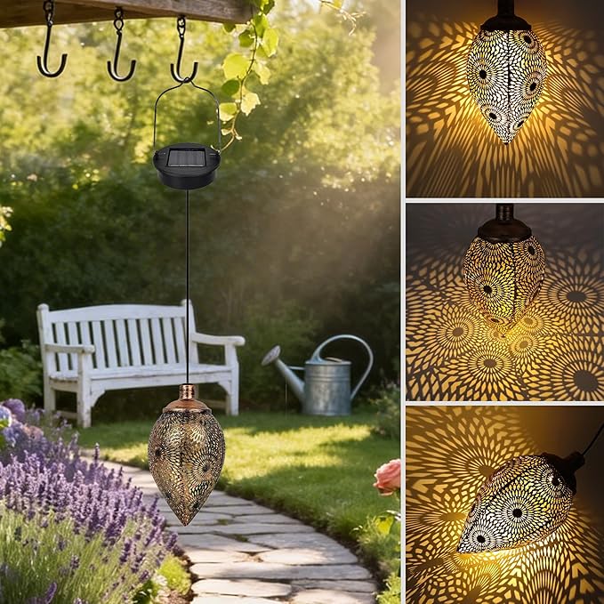 Solar Lights Outdoor Hanging with Shepherd Hook Garden Decor Birthday Gifts for Women, Mom, Family Solar Lanterns | Lumora