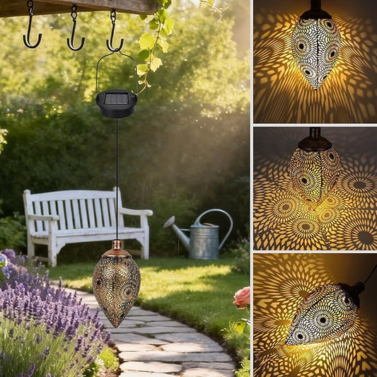 Solar Lights Outdoor Hanging with Shepherd Hook Garden Decor Birthday Gifts for Women, Mom, Family Solar Lanterns for Yard, Patio & Pathway Holiday Gift Ideas