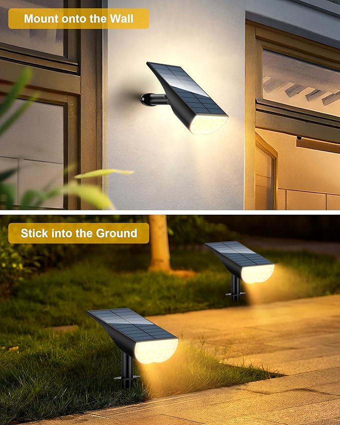BAXIA TECHNOLOGY Solar Spotlights Outdoor Waterproof, 3 Lighting Modes Spot Lights, Dusk to Dawn Solar Powered | Lumora