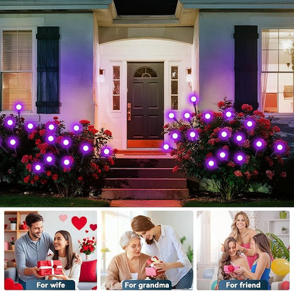 Solar Garden Lights Outdoor Waterproof, 2 Pack 16 LED Swaying Firefly Lights Outdoor Decor Light for Pathway Party Christmas Decoration, Unique Gifts for Women, Purple