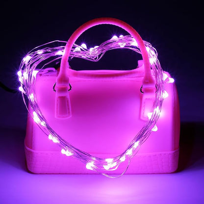 Karlling USB Plug in Fairy Lights, 50 LED 16Ft Starry String Lights, USB Powered Romantic Lights for Valentine's Day, Bedroom, Wedding, Party(Pink)