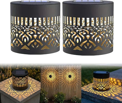 Solars Mandala Fence Lights Outdoors, Waterproof Decorative Mandala Solars Lights, Metal Solars Powered Deck Steps Walls Lights for Garden Yard Fence Patio Pathway (Mandala*2PCS)