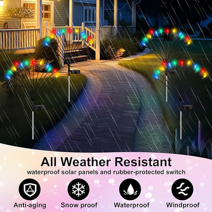 4 Pcs St Patricks Day Outdoor Decorations Solar Lights Waterproof Green 48 LED Swaying Pathway Firefly Stake Lights for Outside Yard Garden Lawn Decorations(Multicolor,Pine Cone)