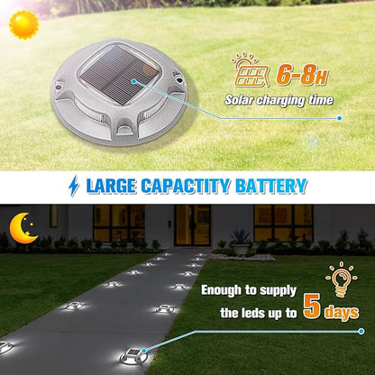 VOLISUN Solar Driveway Lights Dock Deck Lights 12 Pack,2 Colors in 1 Led IP67 Waterproof Outdoor Warning Step Lights for Driveway Sidewalk Pathway (White/Warm White)