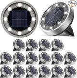 Solar Ground Lights,18 Pack Flat Solar Lights Outdoor Waterproof, Bright LED Solar Disc Lights, 6000K Cool White | Lumora