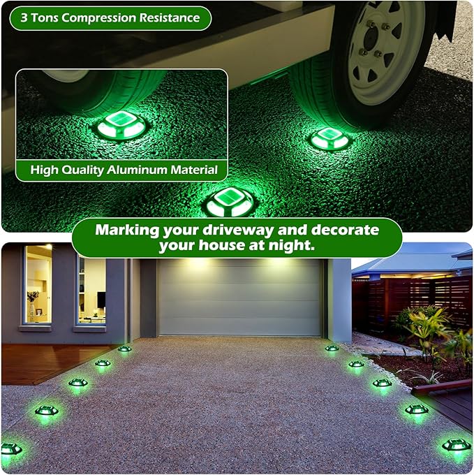 AGPTEK Solar Driveway Lights Outdoor 1 Pack, 2 Color Modes LED Deck Dock Marine Waterproof Security Marker Lights | Lumora
