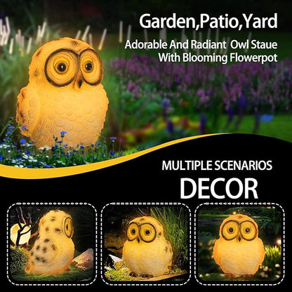 Solar Owl Statue Light - Handcrafted Resin Outdoor Decoration with Warm LED Glow, Weatherproof and Eco-Friendly Solar-Powered Garden Ornament for Lawn, Patio, Yard, for Owl Lovers