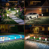 Solar Pathway Lights Outdoor 2 Pack, Warm White Glass and Stainless Steel Tungsten Heavy Duty Garden lights, 17.3" | Lumora