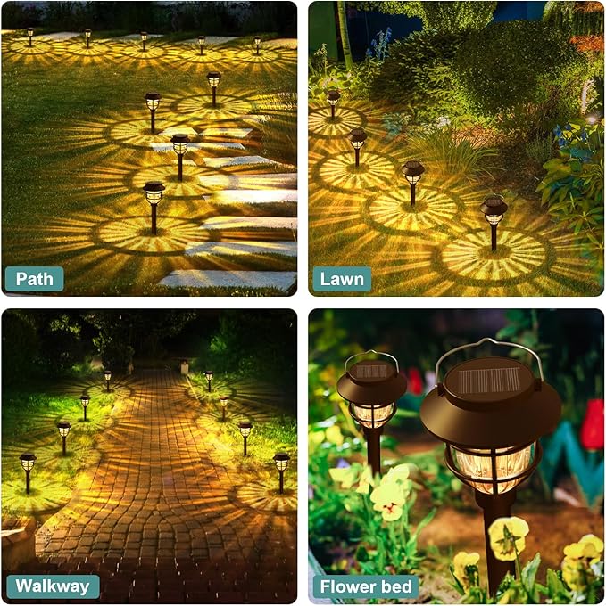 10 Pack Solar Pathway Lights Outdoor- Bright Solar Powered Garden Light with 3000K Warm LED, Auto On/Off Waterproof | Lumora