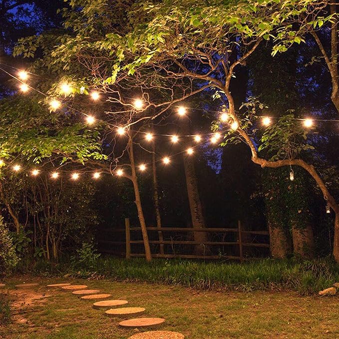 ZYK Solar String Lights Waterproof LED Indoor/Outdoor Hanging Umbrella Lights with 25 Bulbs - 27 Ft Patio Lights for Deck Yard Tents Market Cafe Porch Party Decor