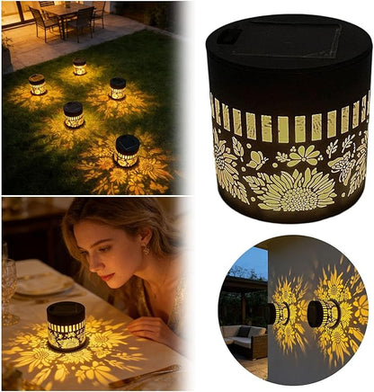 Solar Mandala Lights Outdoor Decorative - Waterproof Metal Mandala Solar Wall Lights, Artistic Fence & Step Lights for Garden, Patio, Backyard, Yard & Outdoor Home (1, Sunflower-Colored Light)