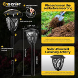 Ensenior 12-Pack Solar Lights Outdoor, 16.77" 3000K LED Solar Garden Lights for Pathway, Yard, Patio, Walkway | Lumora