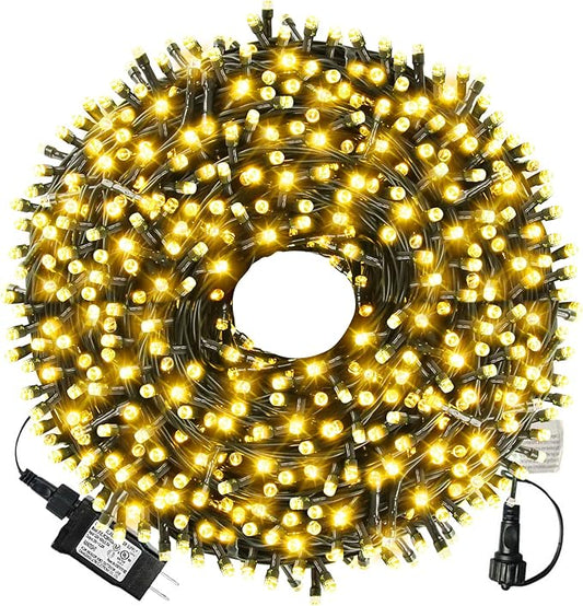 XTF2015 105ft 300 LED Christmas String Lights, End to End Plug 8 Modes Christmas Lights UL Certified Outdoor Indoor Fairy Light Christma s Tree, Patio, Garden, Party, Wedding, Holiday (Warm White)