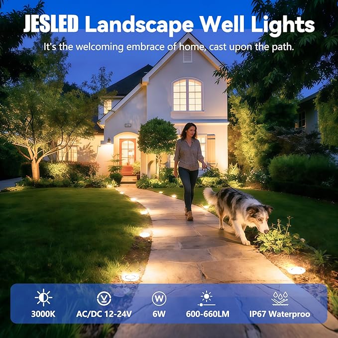 JESLED Low Voltage Landscape Lights, 6W LED Well Lights IP67 Waterproof, 3000K Warm - Outdoor Lighting Accessory | Lumora